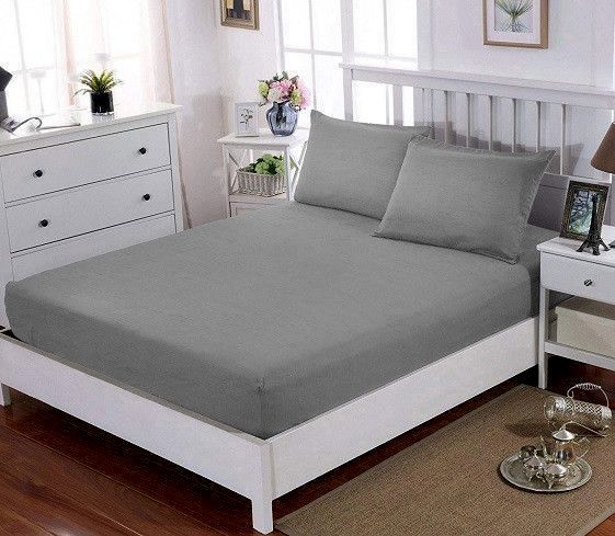 Простынь натяжная Hotel Collection Cotton MELANGE GREY, 150х190 - ТМ U-TEK (Распродажа)
