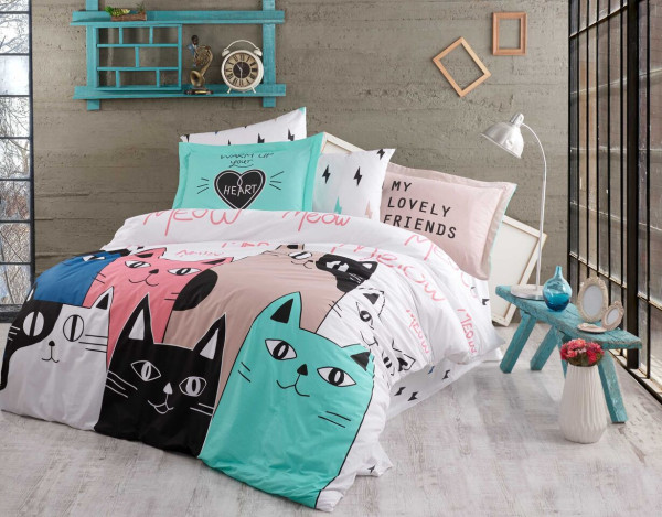 POPLIN LOVE CATS - постельное белье TM HOBBY (Турция)