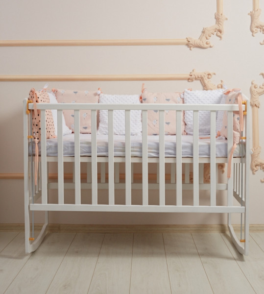 AMELI - детская кроватка с подвижной боковиной, дугами и колесами ТМ ГОЙДАЛКА