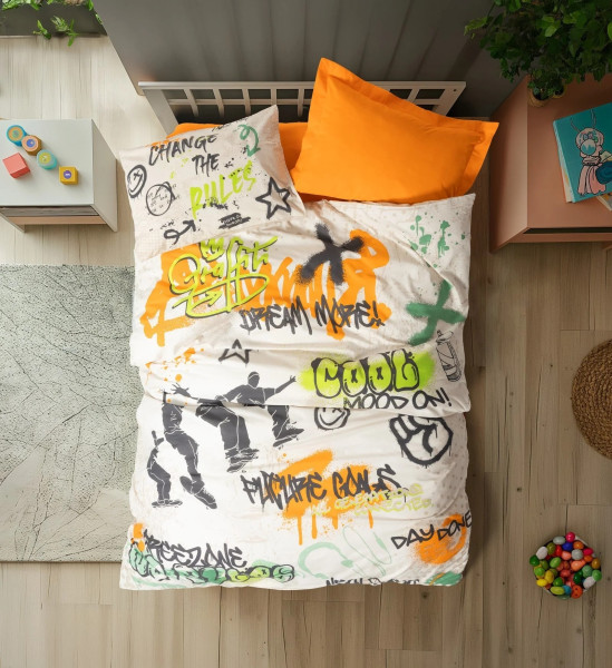 Постільна білизна підліткова GRAFFITI ORANJ півтораспальний - ТМ COTTON BOX (Туреччина) (080077141)
