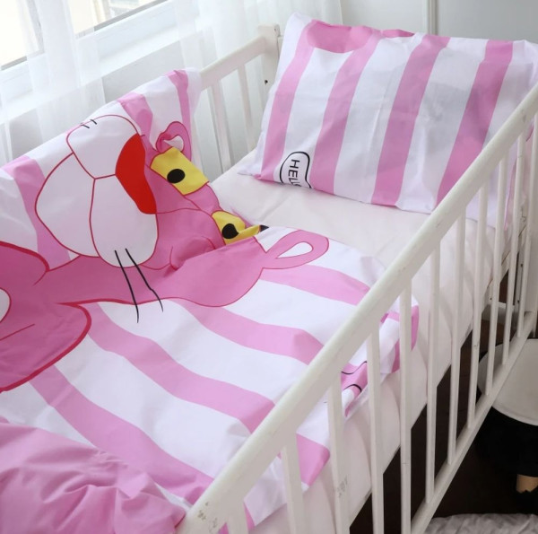 БЯЗЬ KIDS TIME 17-0110 PINK PANTERE - дитяче простирадло на гумці ТМ MIRSON