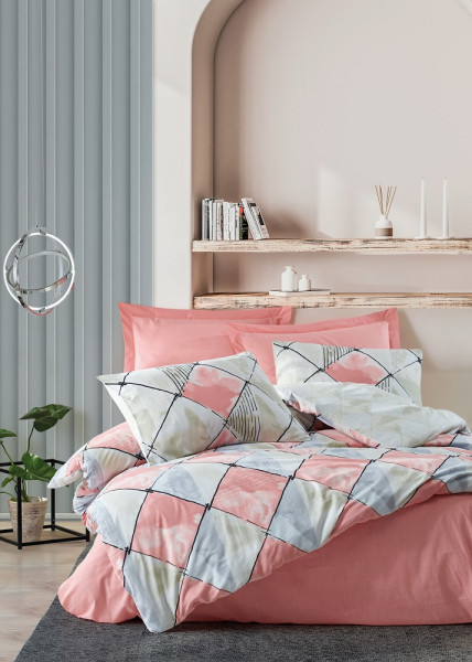 Постельное белье TETRAGON PEMBE евро - ТМ COTTON BOX (010077762)