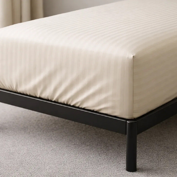 BOSTON IVORY BEIGE STRIPE - простирадло сатинове натяжне TM U-TEK (Україна)