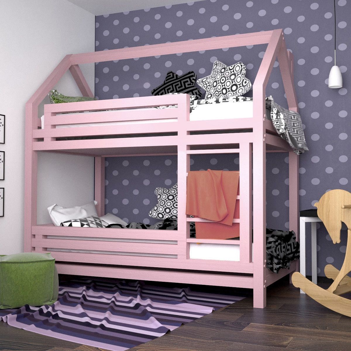 Кровать-домик для девочки двухэтажная