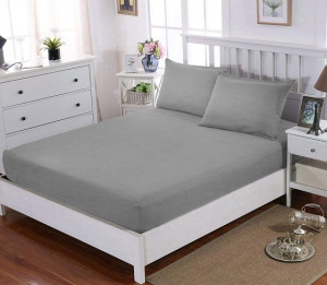Простынь натяжная Hotel Collection Cotton MELANGE GREY, 150х190 - ТМ U-TEK (Распродажа)