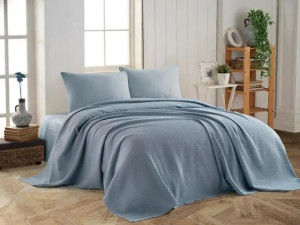Постельное белье с вафельным покрывалом PIKE BLUE - TM MODALITA (Турция)