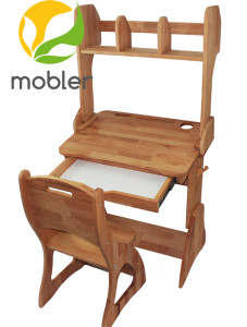 Парта-растишка с ящиком, надстройкой и стульчиком (ширина 60 см) - ТМ MOBLER (код:p160-1+c300+h160)