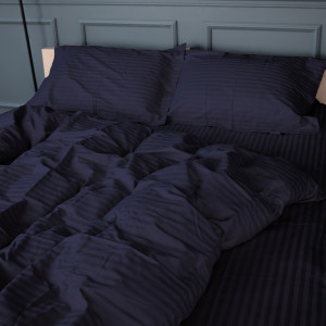 Постільна білизна SATIN STRIPE 30-0021 DARK BLUE - ТМ MIRSON (Україна-Італія)