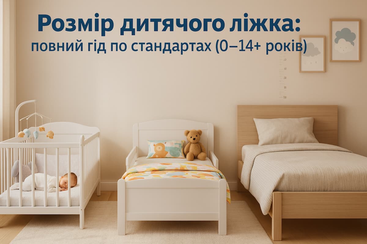 Дитяча спальня з трьома ліжками різних розмірів: колиска, ліжко для дошкільника та односпальне підліткове; світлий скандинавський інтер’єр