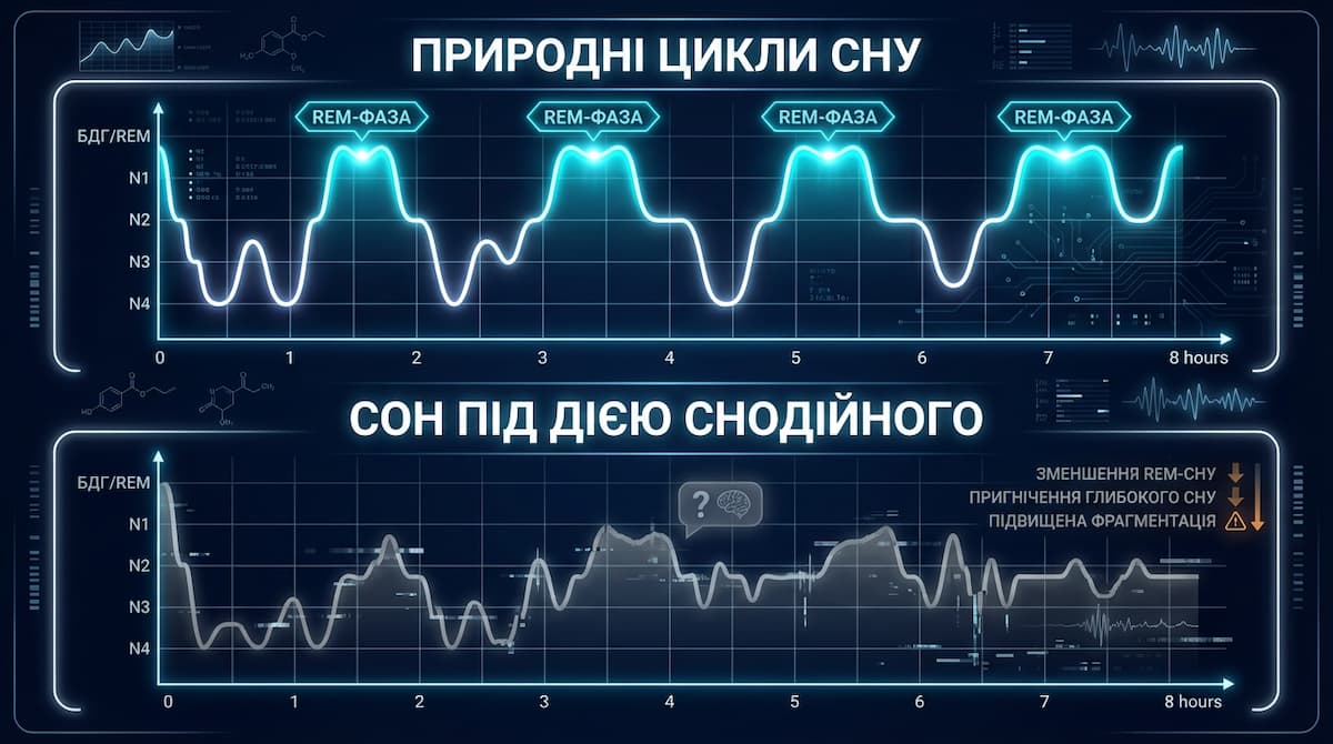 Сравнение естественных циклов сна и сна под действием снотворных с подавленными фазами REM